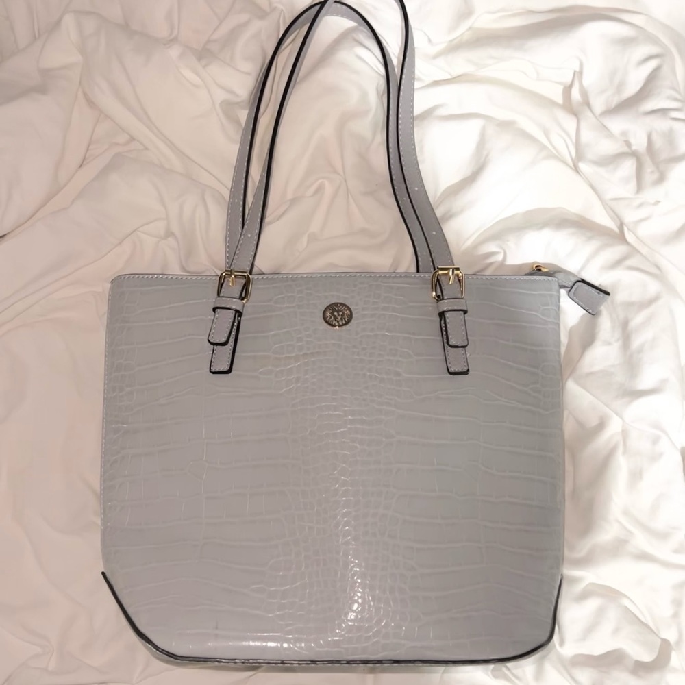 Anne Klein Light Blue Alligator Skin Tote Bag
